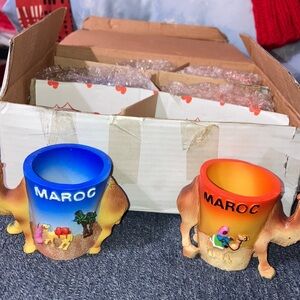 Vintage Colorful Maroc Camel Candle Holders 6 pack